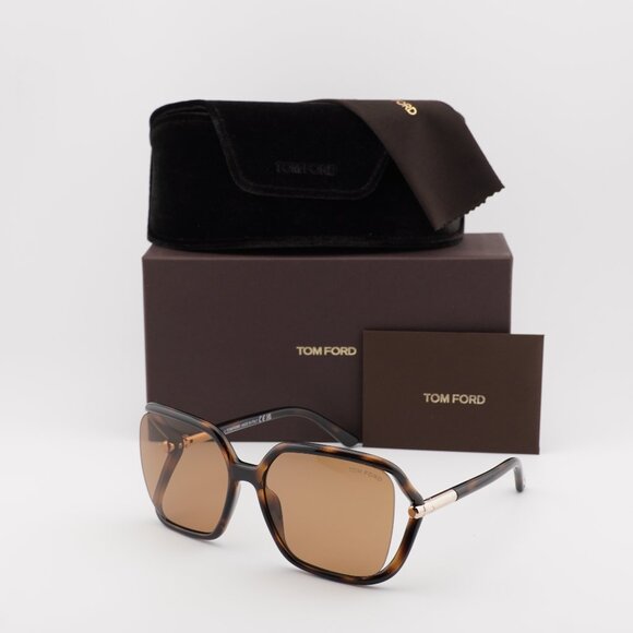 Tom Ford Solange-02 FT1089 52E Square Sunglasses - Dark Havana\Brown - Picture 1 of 10